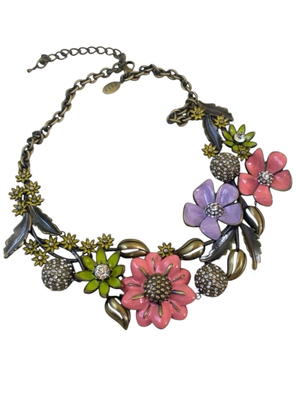 Joan Rivers Limited Edition Enchanted Garden Flower Necklace Gold Tone 22” #1434